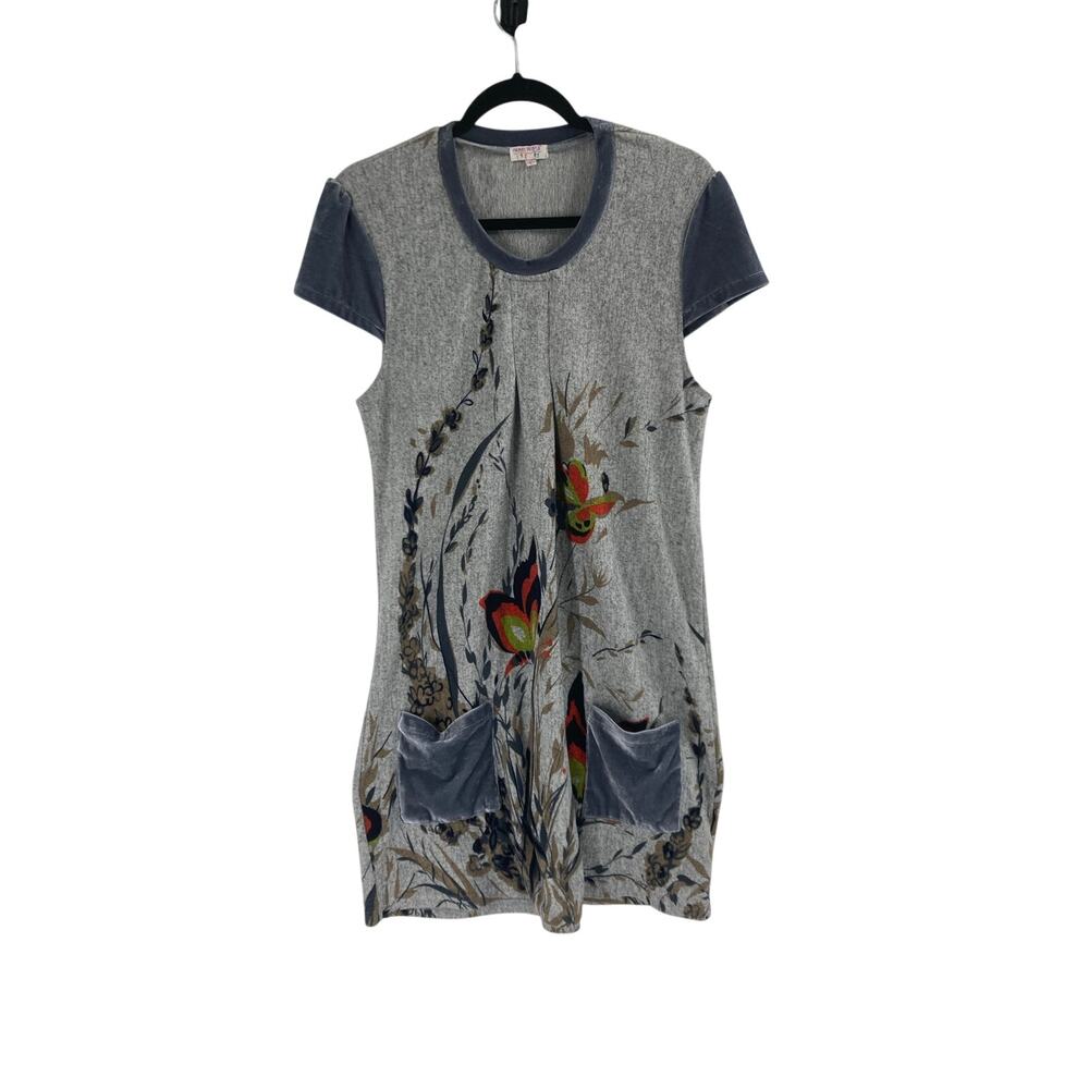 Vintage Funky People Y2K Butterfly Velvet Sleeve Pocket Short Fairy Art Dress Lg